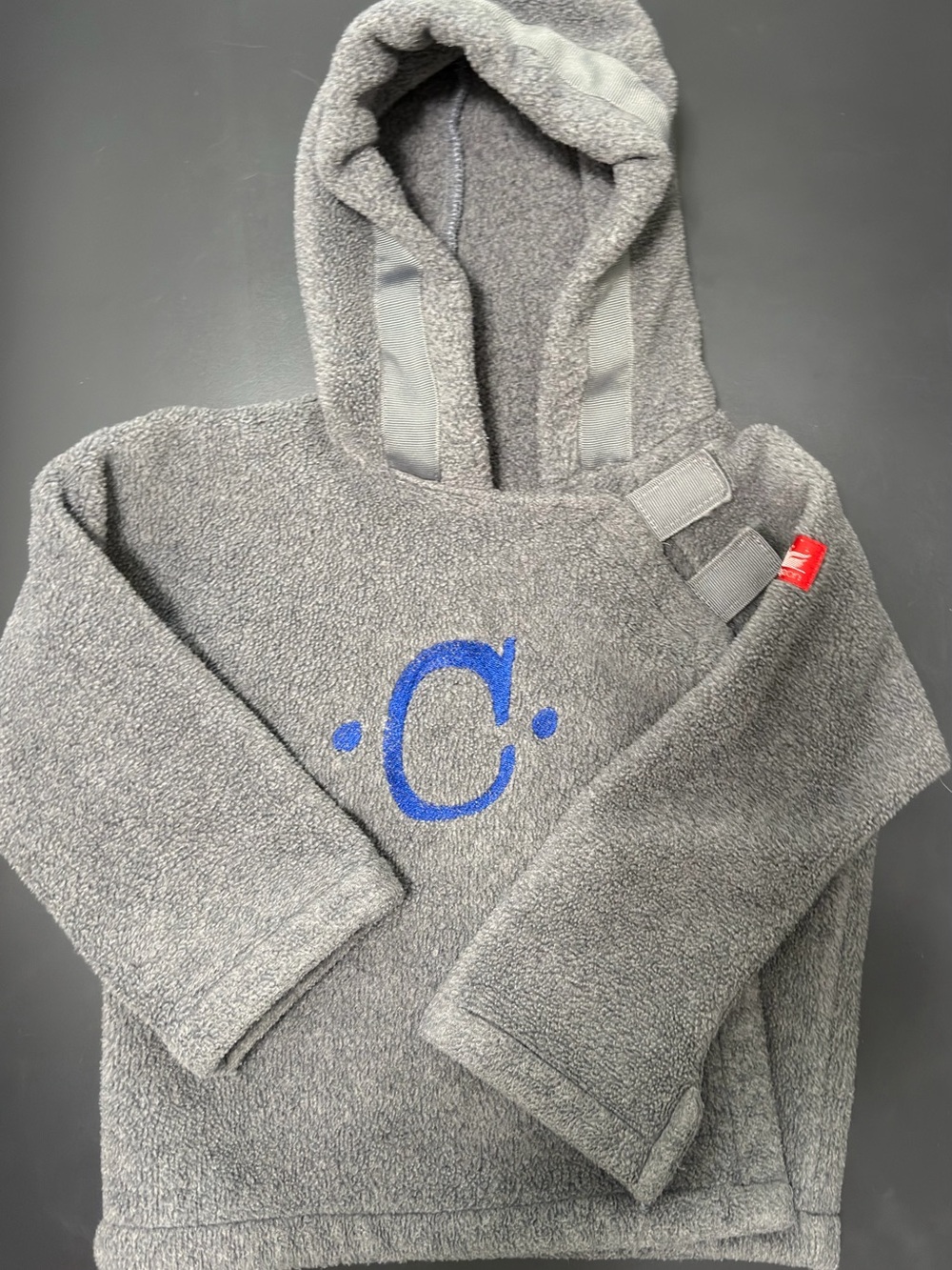 Widgeon Baby Hooded Fleece Pullover with embroidered monogram “C”